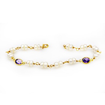 Μαργαριταρένιο βραχιόλι δεμένο με χρυσό 14 καρατίων