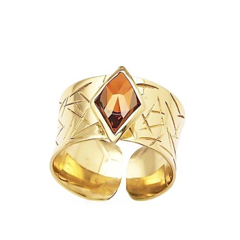 Δαχτυλίδι από ασήμι 925º επιχρυσωμένο με Καφέ ζιργκόν