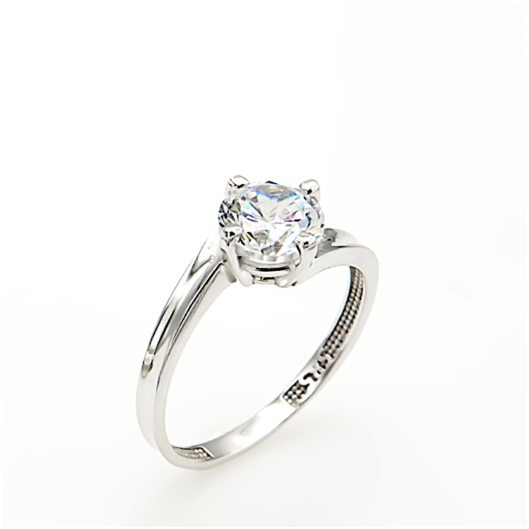 Μονόπετρο από Λευκόχρυσο 14 Καρατίων και Ζιργκόν