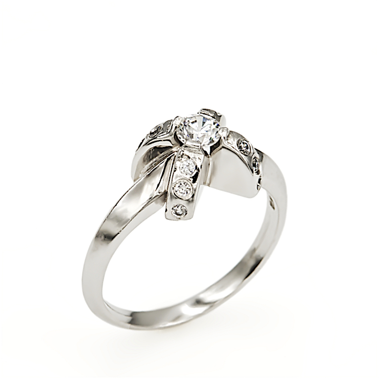 Μονόπετρο δαχτυλίδι από λευκό χρυσό 14 καρατίων και ζιργκόν