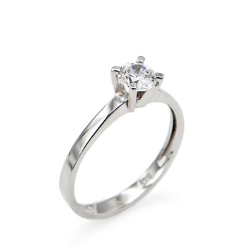 Μονόπετρο από Λευκόχρυσο 14 Καρατίων και Ζιργκόν