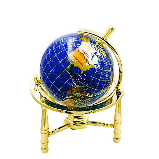 Επιτραπέζια Υδρόγειος από Λάπις Λάζουλι και Φίλντισι