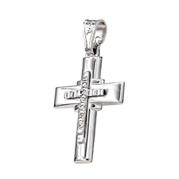 Σταυρός από λευκό χρυσό 14 Καράτια