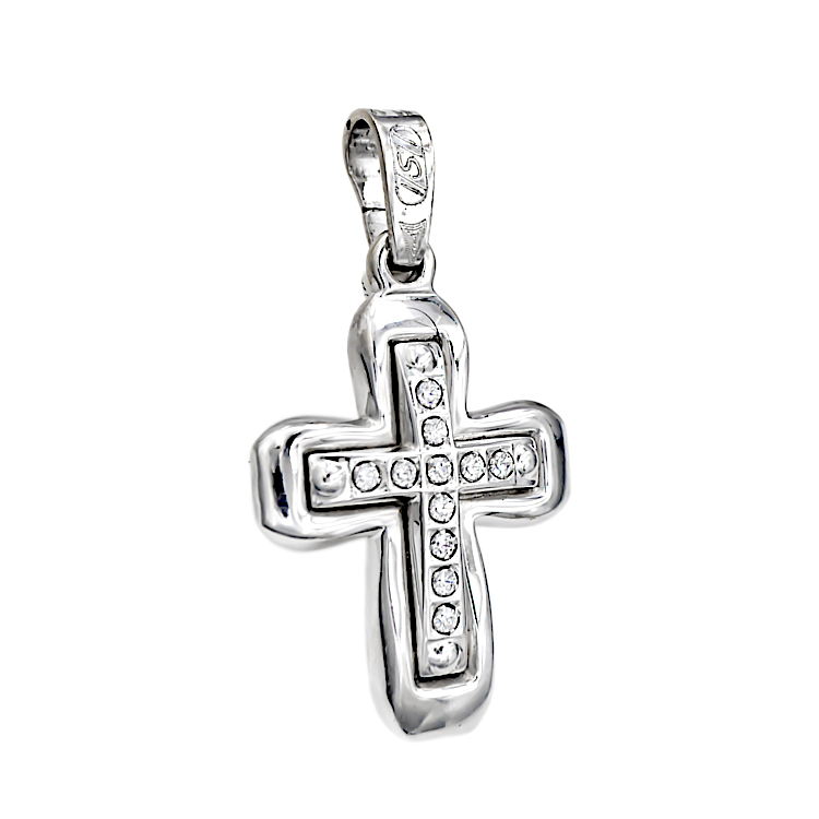 Σταυρός φτιαγμένος απο Λευκόχρυσο 14 καρατίων και Ζιργκόν 