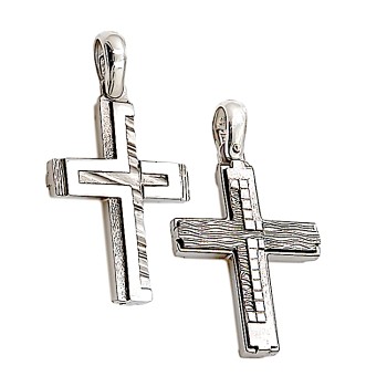Ανδρικός σταυρός από λευκόχρυσο 14 καρατίων με ζιργκόν