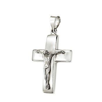 Λευκόχρυσος Σταυρός 14 καρατίων με τον Εσταυρωμένο