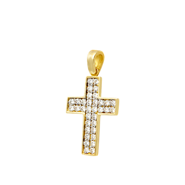 Μοντέρνος Σταυρός απο Χρυσό 14 Καράτια με Ζιργκόν