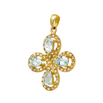 Χρυσός σταυρός 14 καράτια με Ζιργκόν και τοπάζ