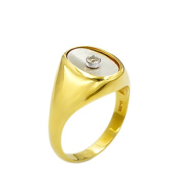 Δαχτυλίδι ανδρικό χρυσό 18Κ με μπριγιάν