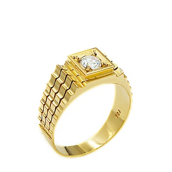 Μονόπετρο δαχτυλίδι ανδρικό χρυσό 18Κ με Ζιργκόν