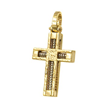 Ανδρικός σταυρός από κίτρινο και λευκό χρυσό 14 καρατίων
