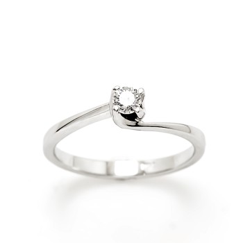 Μονόπετρο δαχτυλίδι 18 Καράτια  με μπριγιάν.