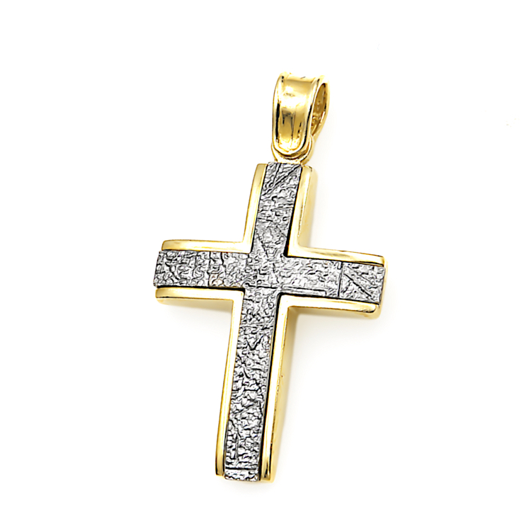  Σφυρήλατος Σταυρός φτιαγμένος από Χρυσό 14 Καρατίων 