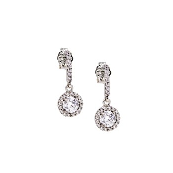 Σκουλαρίκια ροζέτες από λευκόχρυσο 14 καρατίων με ζιργκόν 