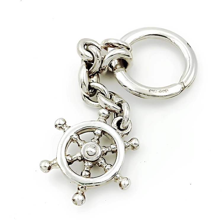 Ασημένια κλειδοθήκη ναυτικό Τιμόνι