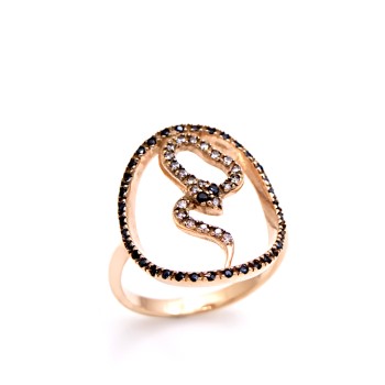 Δαχτυλίδι από ροζ χρυσό 9 καρατίων με ζιργκόν