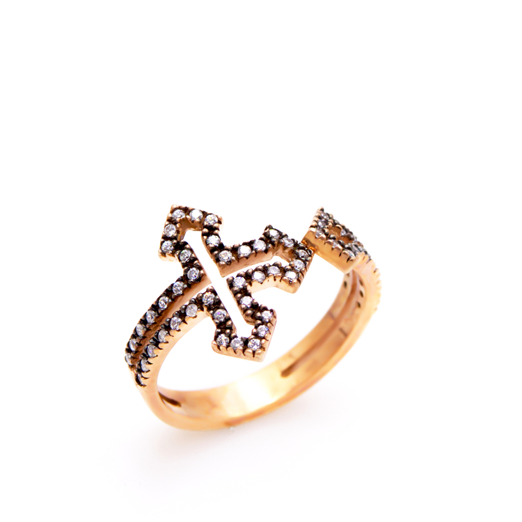 Δαχτυλίδι από ροζ χρυσό 9 καρατίων με ζιργκόν