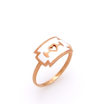 Δαχτυλίδι από ροζ χρυσό 9 Καράτια με σμάλτο