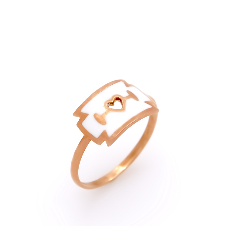 Δαχτυλίδι από ροζ χρυσό 9 Καράτια με σμάλτο