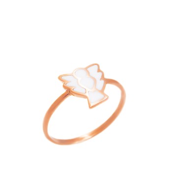 Δαχτυλίδι από ροζ χρυσό 9 Καρατίων με σμάλτο