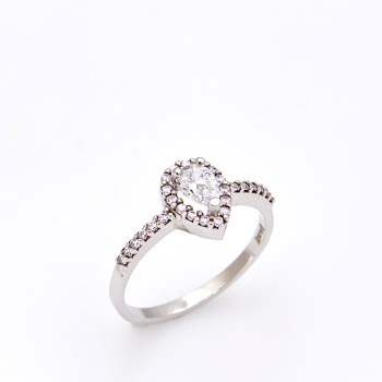 Δαχτυλίδι ροζέτα από Λευκόχρυσο 14 καρατίων με Ζιργκόν