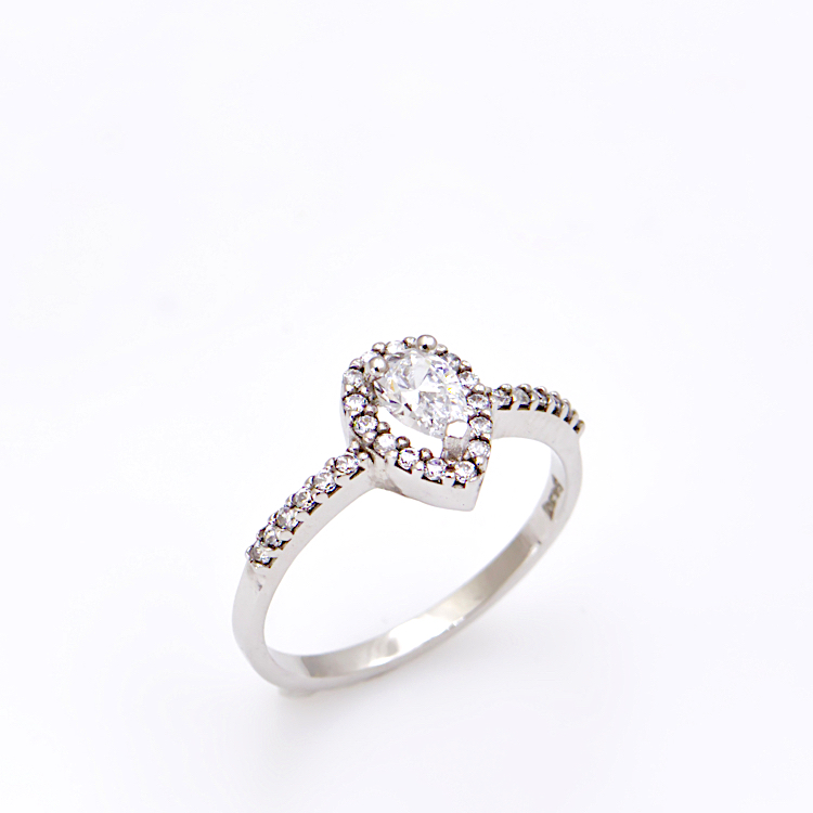 Δαχτυλίδι ροζέτα από Λευκόχρυσο 14 καρατίων με Ζιργκόν