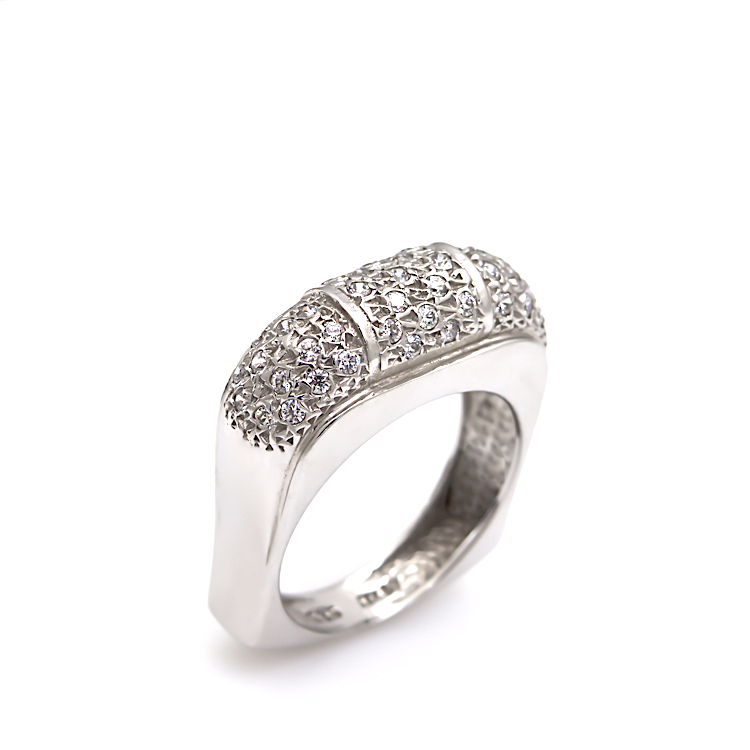 Δαχτυλίδι λευκό χρυσό 14Κ με ζιργκόν Cubic