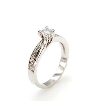 Μονόπετρο από Λευκόχρυσο 14 Καρατίων με Ζιργκόν