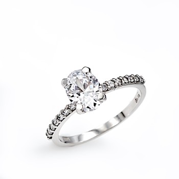 Μονόπετρο Δαχτυλίδι από λευκόχρυσο 14 Καρατίων και Ζιργκόν