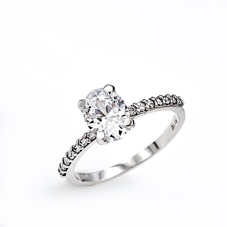 Μονόπετρο Δαχτυλίδι από λευκόχρυσο 14 Καρατίων και Ζιργκόν