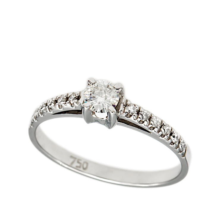 Μονόπετρο δαχτυλίδι 18 Καράτια  με μπριγιάν.