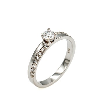 Μονόπετρο από Λευκόχρυσο 14 Καρατίων και Ζιργκόν