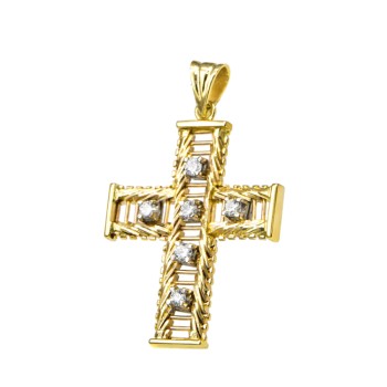 Χρυσός Σταυρός18 καράτια μέ ζιργκόν