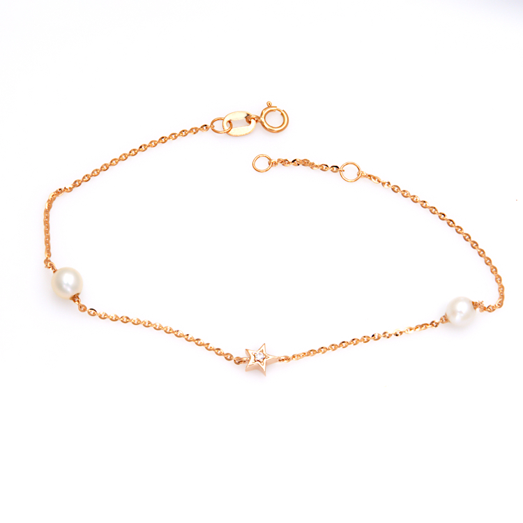 Γυναικείο βραχιόλι από ροζ χρυσό 14 καράτια με πέτρες  Ζιργκόν