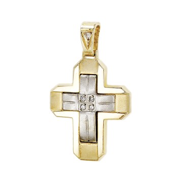  Γυναικείος Σταυρός από χρυσό 14 Καρατίων με ζιργκόν