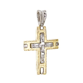 Γυναικείος Σταυρός 9 Καρατίων με ζιργκόν