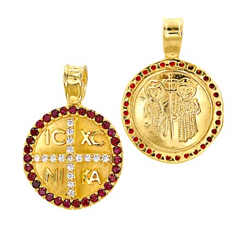  Κωνσταντινάτο από Χρυσό 14 Καρατίων με κόκκινα ζιργκόν