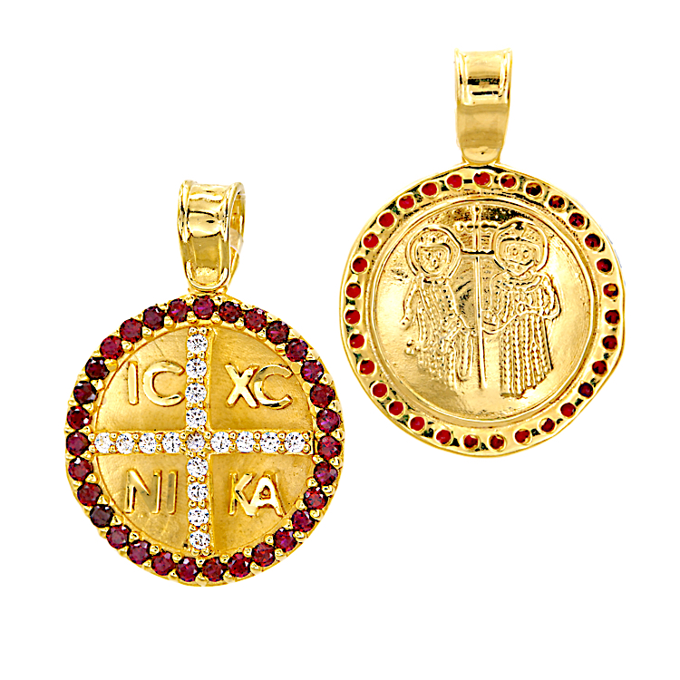  Κωνσταντινάτο από Χρυσό 14 Καρατίων με κόκκινα ζιργκόν