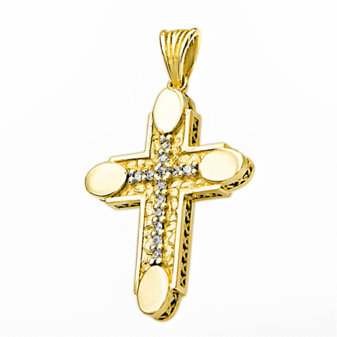 Γυναικείος Σταυρός από χρυσό 14 Καρατίων με ζιργκόν