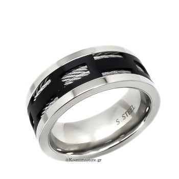 Δαχτυλίδι από Ατσάλι 316 με μαύρη επιμετάλλωση