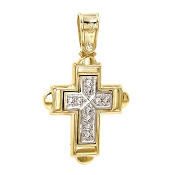 Χρυσός σταυρός 14 καράτια με Ζιργκόν