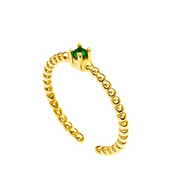 Δαχτυλίδι από χρυσό 14 Καρατίων με συνθετικό Σμαράγδι 