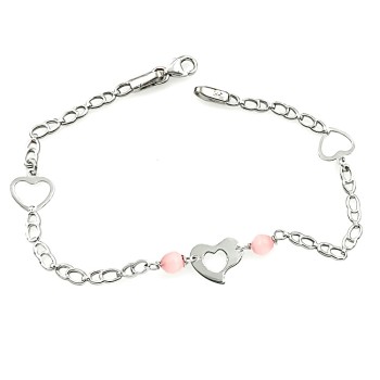 Παιδικό Βραχιόλι από λευκόχρυσο 14 καράτια με καρδιά