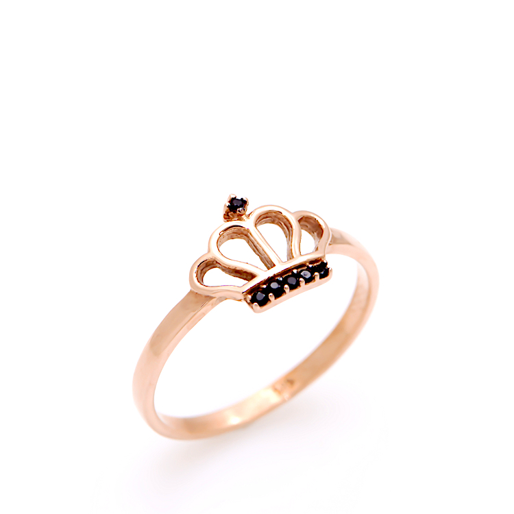 Δαχτυλίδι από ροζ χρυσό 14 Καρατίων με μαύρα ζιργκόν