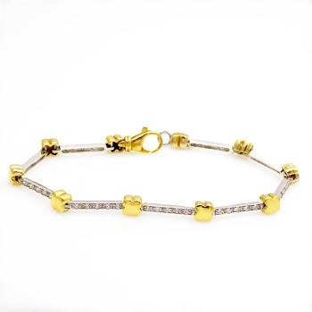 Βραχιόλι από λευκό και κίτρινο χρυσό 18 καράτια με ζιργκόν