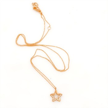 Κολιέ με Αστέρι από ροζ Χρυσό 14ct και Ζιργκόν