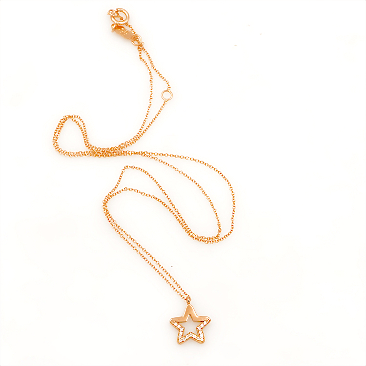 Κολιέ με Αστέρι από ροζ Χρυσό 14ct και Ζιργκόν