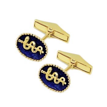 Μανικετόκουμπα με το ιατρικό σήμα σε χρυσό 18Κ