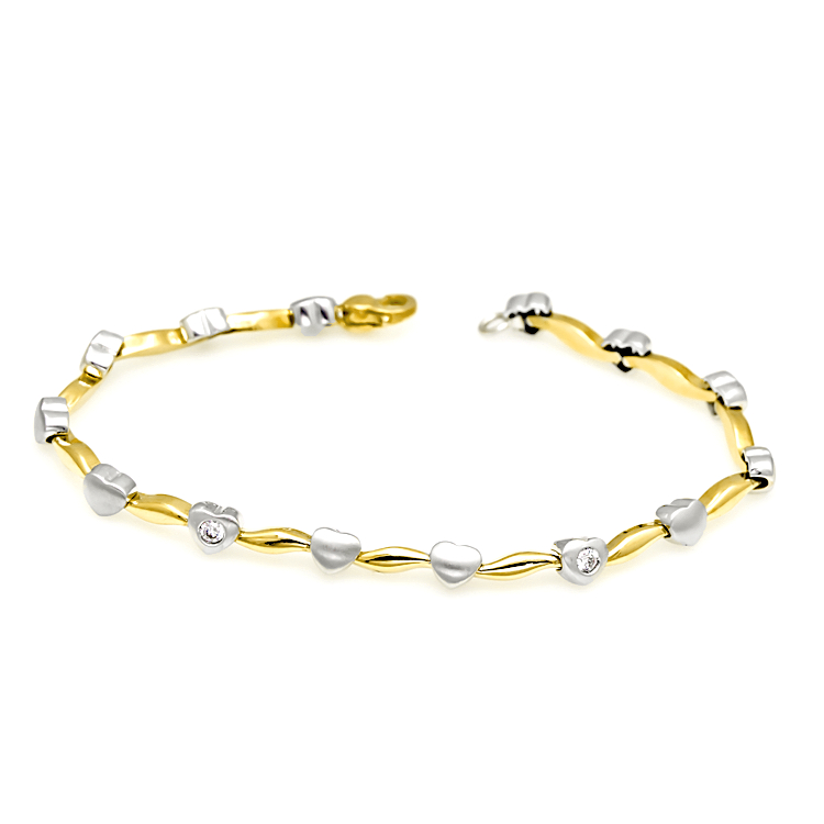 Βραχιόλι από λευκό και κίτρινο χρυσό 18 καράτια με ζιργκόν