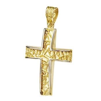 Μοντέρνος δίχρωμος Σταυρός 14 καρατίων